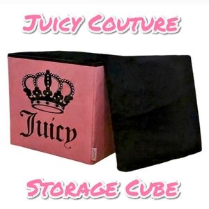 Juicy Couture Pink and Black Lidded Collapsible Storage Cube - 15x15x15